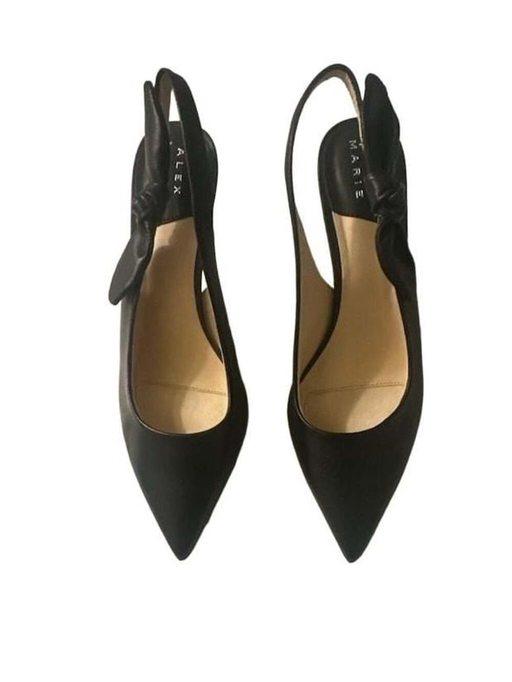 Alex Marie Slingback Pumps Size 8.5M Black Leather Bow